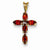 14k Gold Garnet Cross pendant, Fine Pendants for Necklace