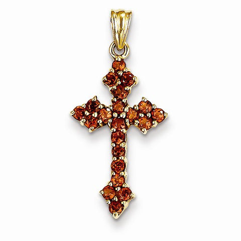 14k Gold Garnet Cross pendant, Pendants for Necklace