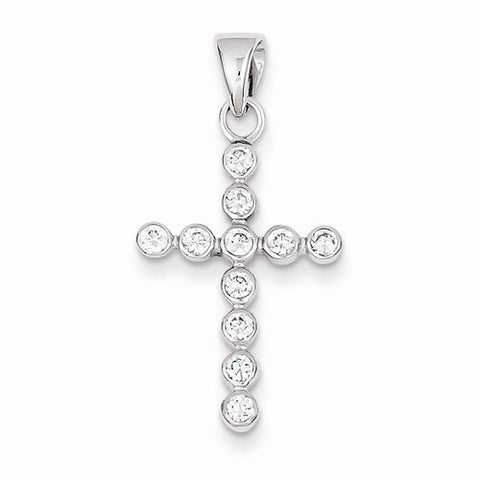 14k White Gold CZ Cross pendant, Pretty Pendants for Necklace