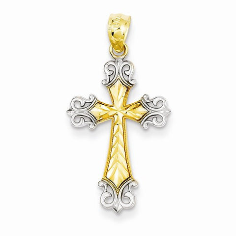 14k Gold and Rhodium D/C Cross Pendant, Pendants for Necklace