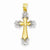 14k Gold and Rhodium D/C Cross Pendant, Pendants for Necklace