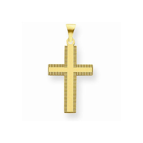 14k Gold Laser Designed Cross Pendant, Charm
