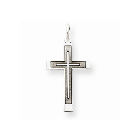 14k White Gold Laser Designed Cross Pendant, Pretty Pendants for Necklace