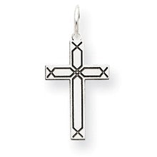 14k White Gold Laser Designed Cross Charm hide-image