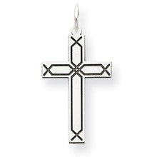 14k White Gold Laser Designed Cross Charm hide-image