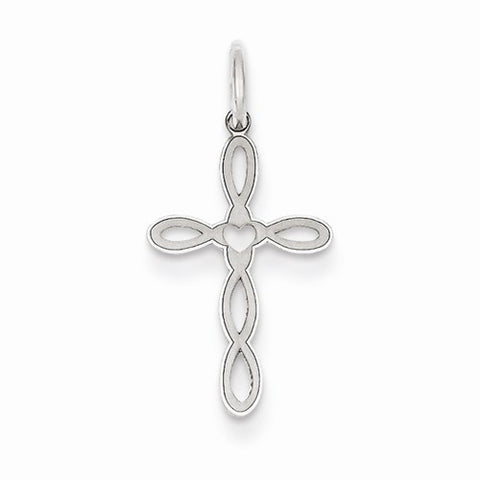 14k White Gold Laser Designed Cross Pendant, Delightful Pendants for Necklace