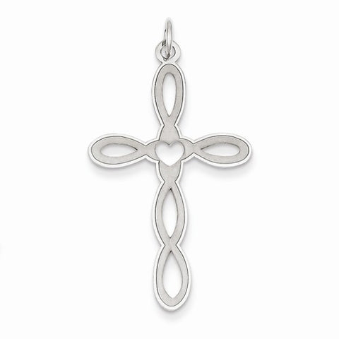 14k White Gold Laser Designed Cross Pendant, Pendants for Necklace