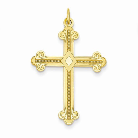 14k Gold Laser Designed Cross Pendant, Stylish Pendants for Necklace