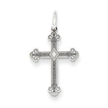 14k White Gold Laser Designed Cross Charm hide-image