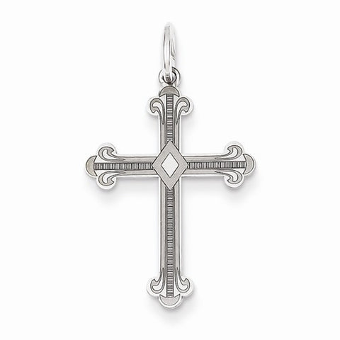 14k White Gold Laser Designed Cross Pendant, Alluring Pendants for Necklace