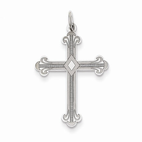 14k White Gold Laser Designed Cross Pendant, Appealing Pendants for Necklace