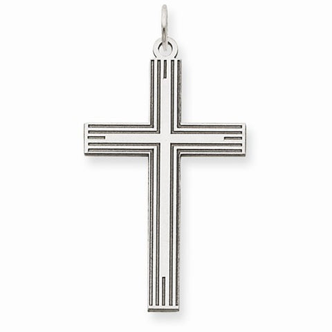 14k White Gold Laser Designed Cross Pendant, Dazzling Pendants for Necklace