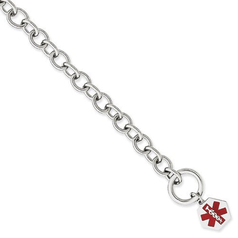 Sterling Silver Engraveable Enameled Hexagon Medical Id Bracelet