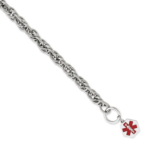 Sterling Silver Engraveable Enameled Hexagon Medical Id Bracelet
