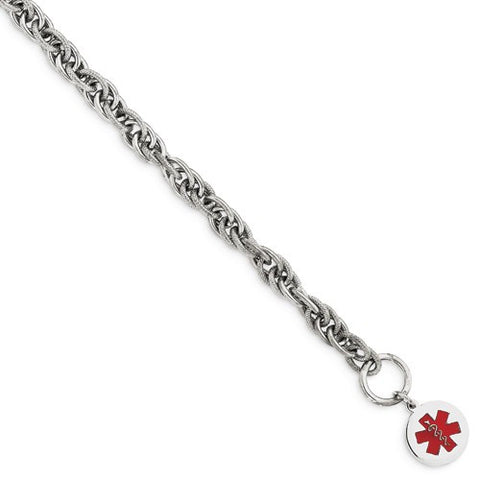 Sterling Silver Engraveable Enameled Disc Medical Id Bracelet