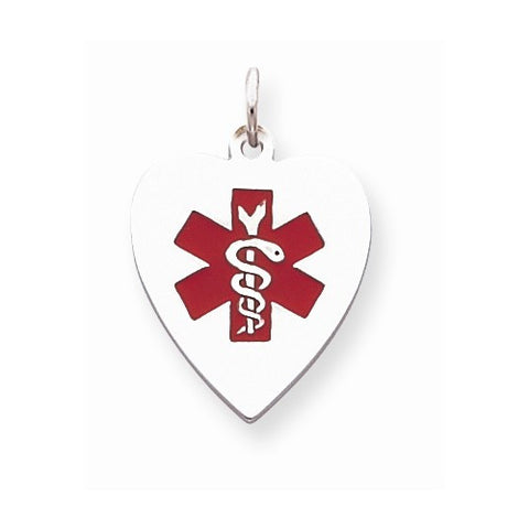 Sterling Silver Engraveable Enameled Small Heart Medical Pendant, Pendants for Necklace