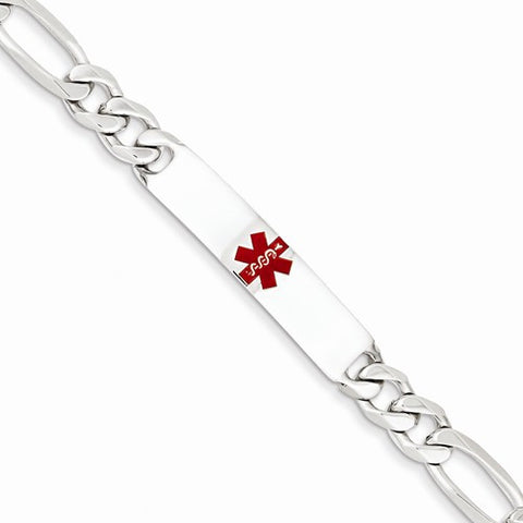 Sterling Silver Polished Medical Figaro Anchor Link Id Bracelet