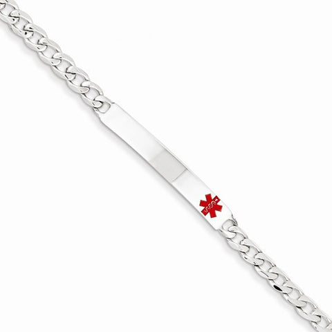 Sterling Silver Polished Medical Curb Link Id Bracelet