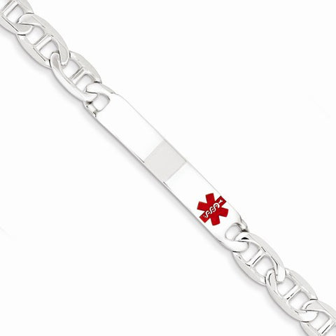 Sterling Silver Polished Medical Anchor Link Id Bracelet