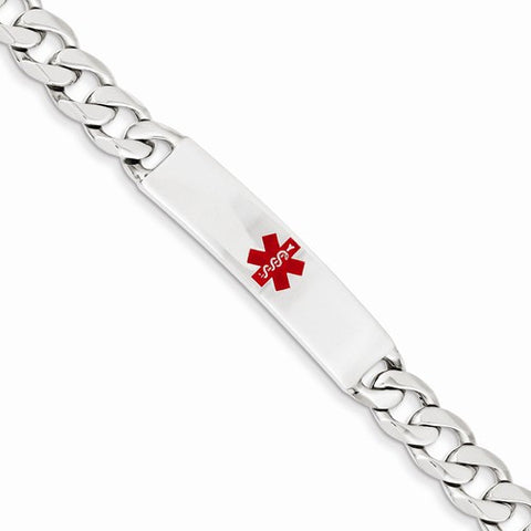 Sterling Silver Polished Medical Curb Link Id Bracelet