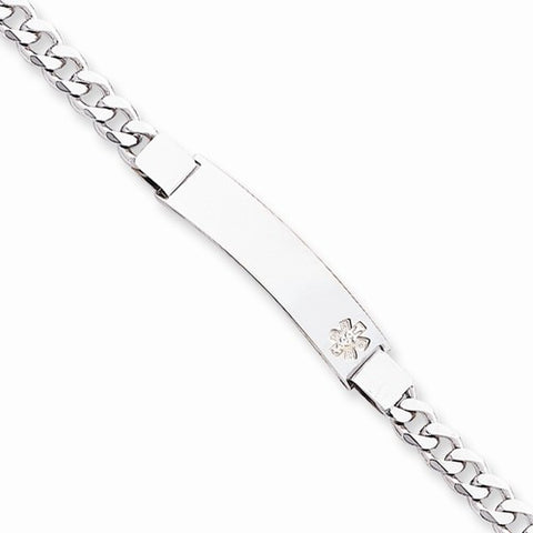 Sterling Silver Non-Enameled Medical Id Curb Link Bracelet