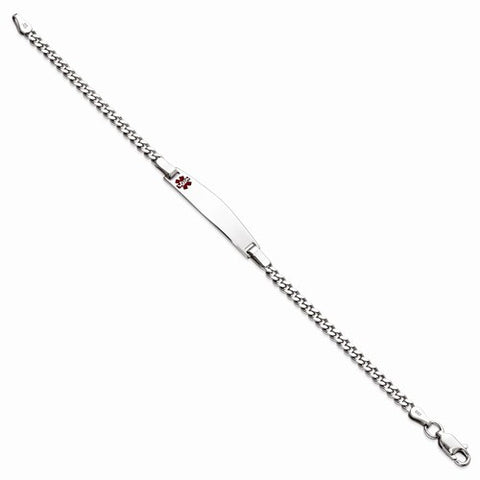 Sterling Silver Childrens Medical Id Bracelet with Curb Link , 6 inches, Charm