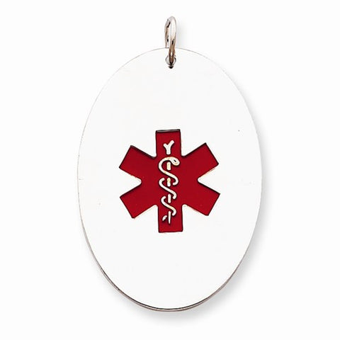 Sterling Silver Oval Medical Jewelry Pendant, Pendants for Necklace