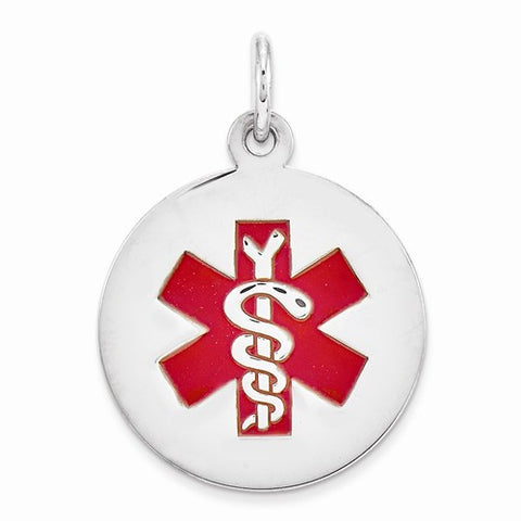Sterling Silver Medical Jewelry Pendant, Charm