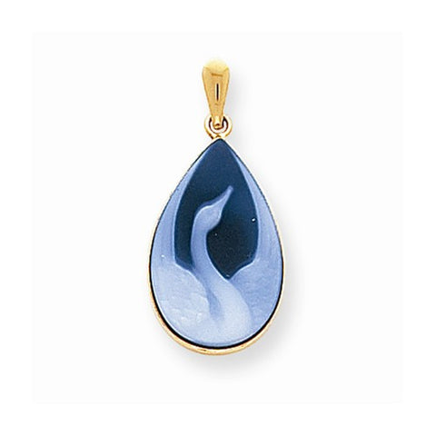 14k Gold 13x20 Swan Agate Cameo Pendant, Pendants for Necklace