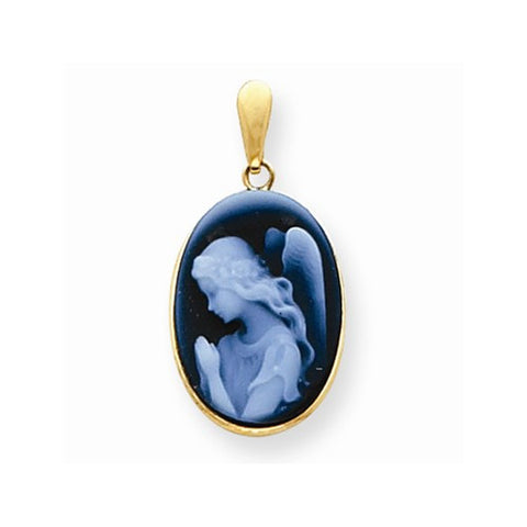 14k Gold 13x18mm Guardian Angel Cameo Pendant, Pendants for Necklace