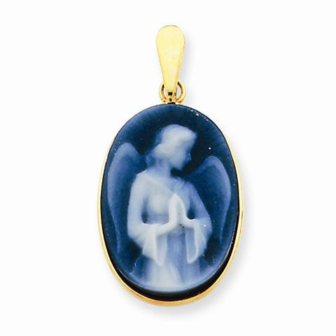 14k Gold 13x18 Guardian Angel Agate Cameo Pendant, Pendants for Necklace