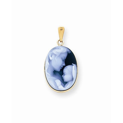 14k Gold 13x18mm Agate Cameo with Sentiment pendant, Stylish Pendants for Necklace