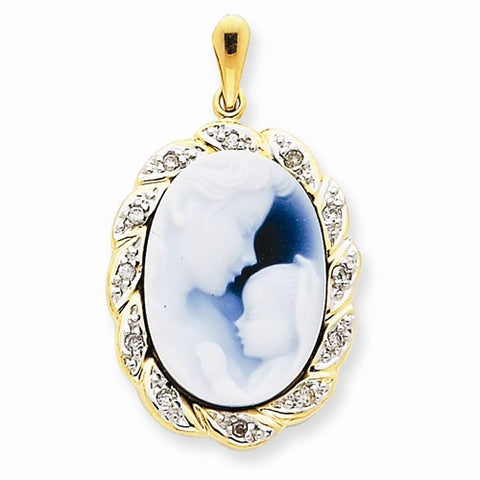 14k Gold Heavens Gift Diamond Agate Cameo pendant, Charm