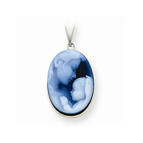 14k White Gold Mother Agate Cameo with Sentiment pendant, Exquisite Pendants for Necklace
