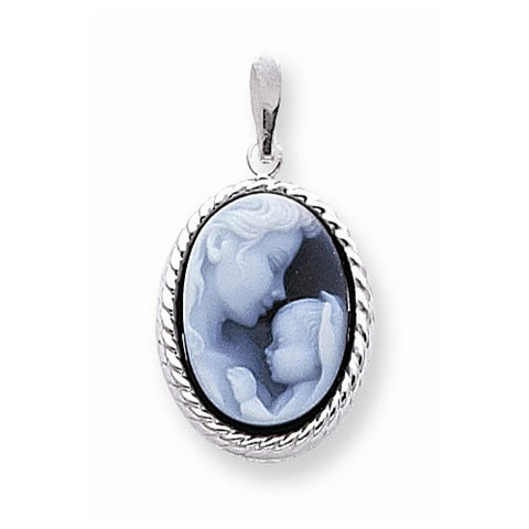 14k White Gold Agate Cameo with Sentiment Pendant, Pendants for Necklace