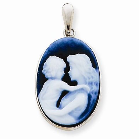 14k White Gold Everlasting Love Agate Cameo pendant, Classy Pendants for Necklace