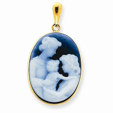 14k Gold Three Generations Agate Cameo Pendant, Pendants for Necklace