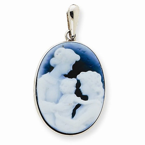 14k White Gold Three Generations Agate Cameo Pendant, Pendants for Necklace