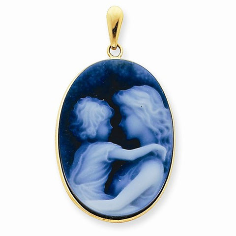14k Gold Everlasting Love 18x25mm Agate Cameo Pendant, Pendants for Necklace