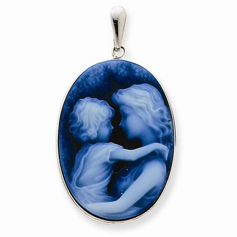 14k White Gold Everlasting Love 18x25mm Agate Cameo Pendant, Pendants for Necklace