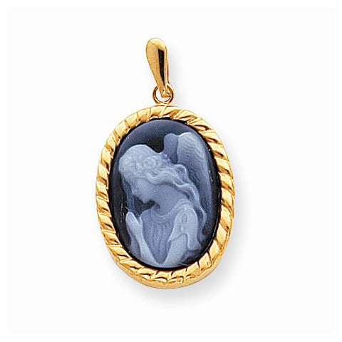 14k Gold 13x18mm Guardian Angel Agate Cameo Pendant, Pendants for Necklace