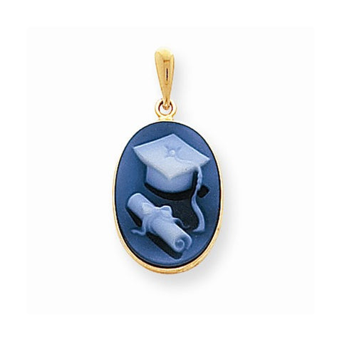 14k Gold 13x18mm Graduation Cap & Diploma Agate Cameo Pendant, Pendants for Necklace