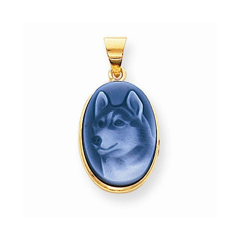14k Gold 13x18mm Dog Agate Cameo Pendant, Pendants for Necklace