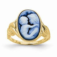 14k Yellow Gold Everlasting Love 10x14mm Agate Cameo Ring