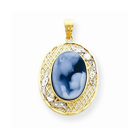 14k Gold Rhodium Heavens Gift Cameo Pendant, Pendants for Necklace