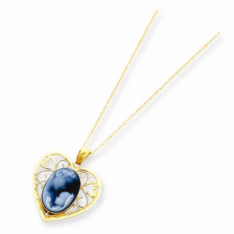 14k Gold Rhodium Heavens Gift Cameo w/Sentiment Pendant, Pendants for Necklace