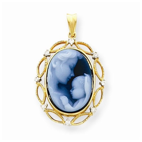 14k Gold Heavens Gift Diamond Cameo w/Sentiment pendant, Exquisite Pendants for Necklace