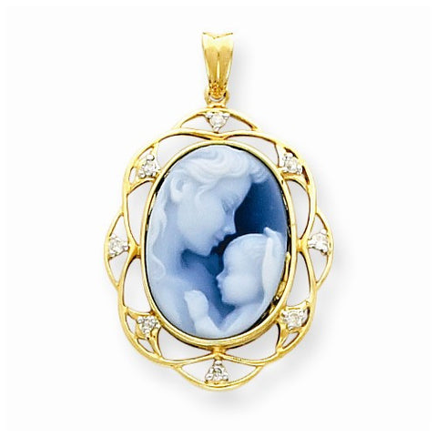 14k Gold Heavens Gift Diamond Cameo w/Sentiment pendant, Classy Pendants for Necklace