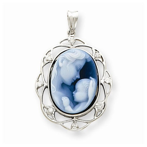 14k White Gold Heavens Gift Diamond Cameo w/Sentiment pendant, Alluring Pendants for Necklace