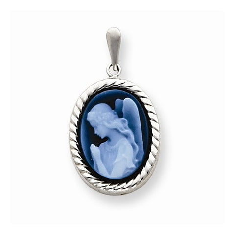 14k White Gold Wings of Love Cameo Pendant, Pendants for Necklace